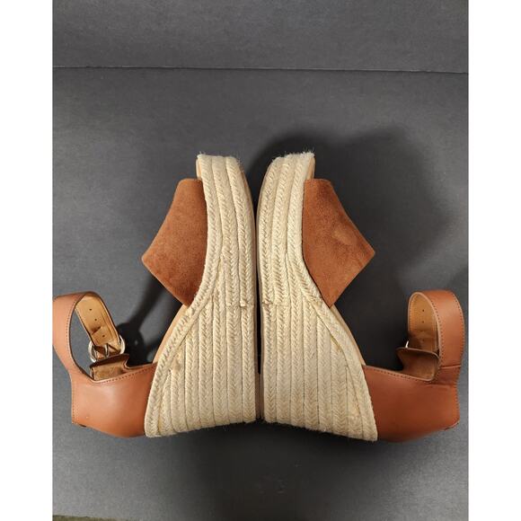 NINEWEST Adell Espadrille Wedge Sandal Women 9.5 Brown Faux Leather Boho Neutral - Picture 9 of 12